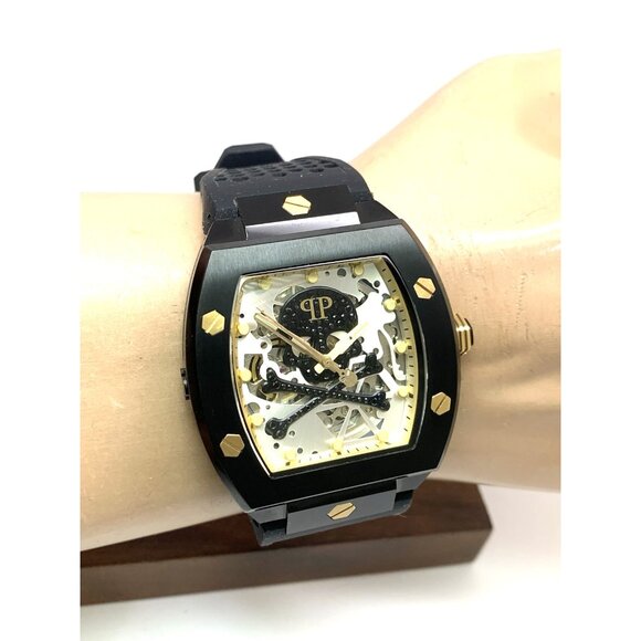 Philipp Plein Men's Watch PWBAA0521 Skull Automatic Black Rubber Strap 44mm - Picture 11 of 14